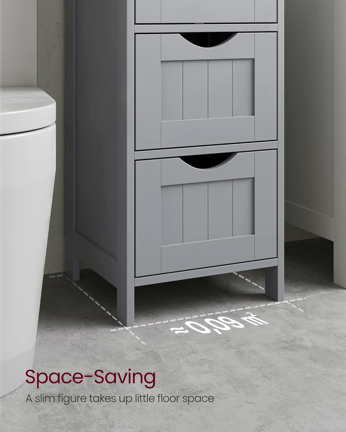 VASAGLE - Bathroom Floor Storage Cabinet, Bathroom Storage Unit with 4 Drawers, Bathroom Cabinet Freestanding, 30 x 30 x 82 cm