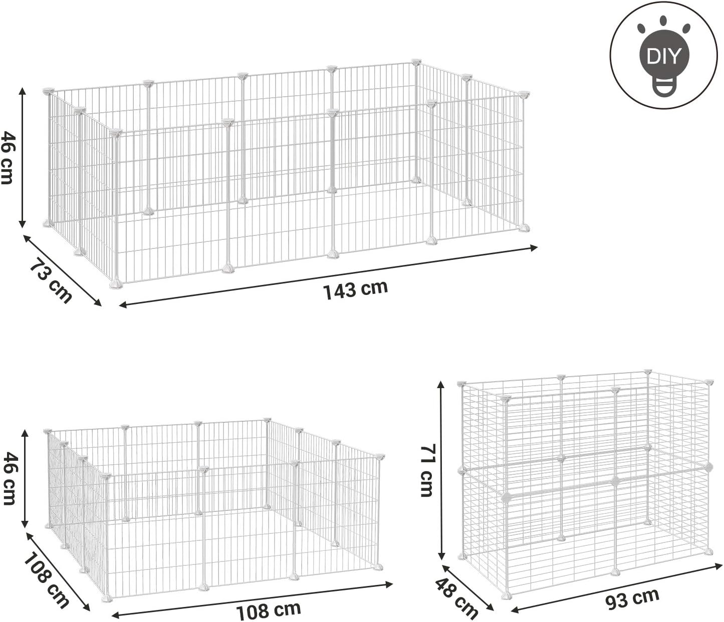 Guinea Pig Playpen, Indoor Rabbit Run Hutch Cage, Large Exercise Enclosure, 6