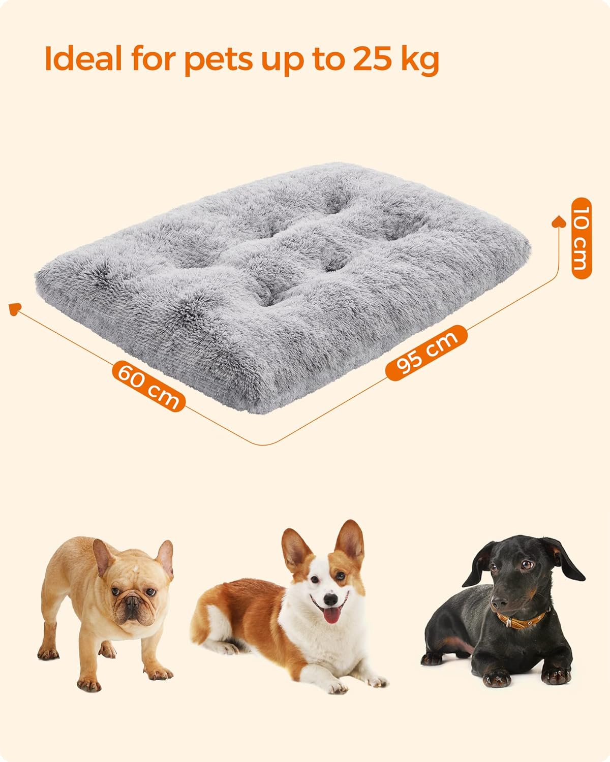 Dog Bed, Linen-Look Pet Bed, Dog Sofa Bed with Raised Edges, for Medium Dogs, Dog Bed Mats, Dog Furniture, 5