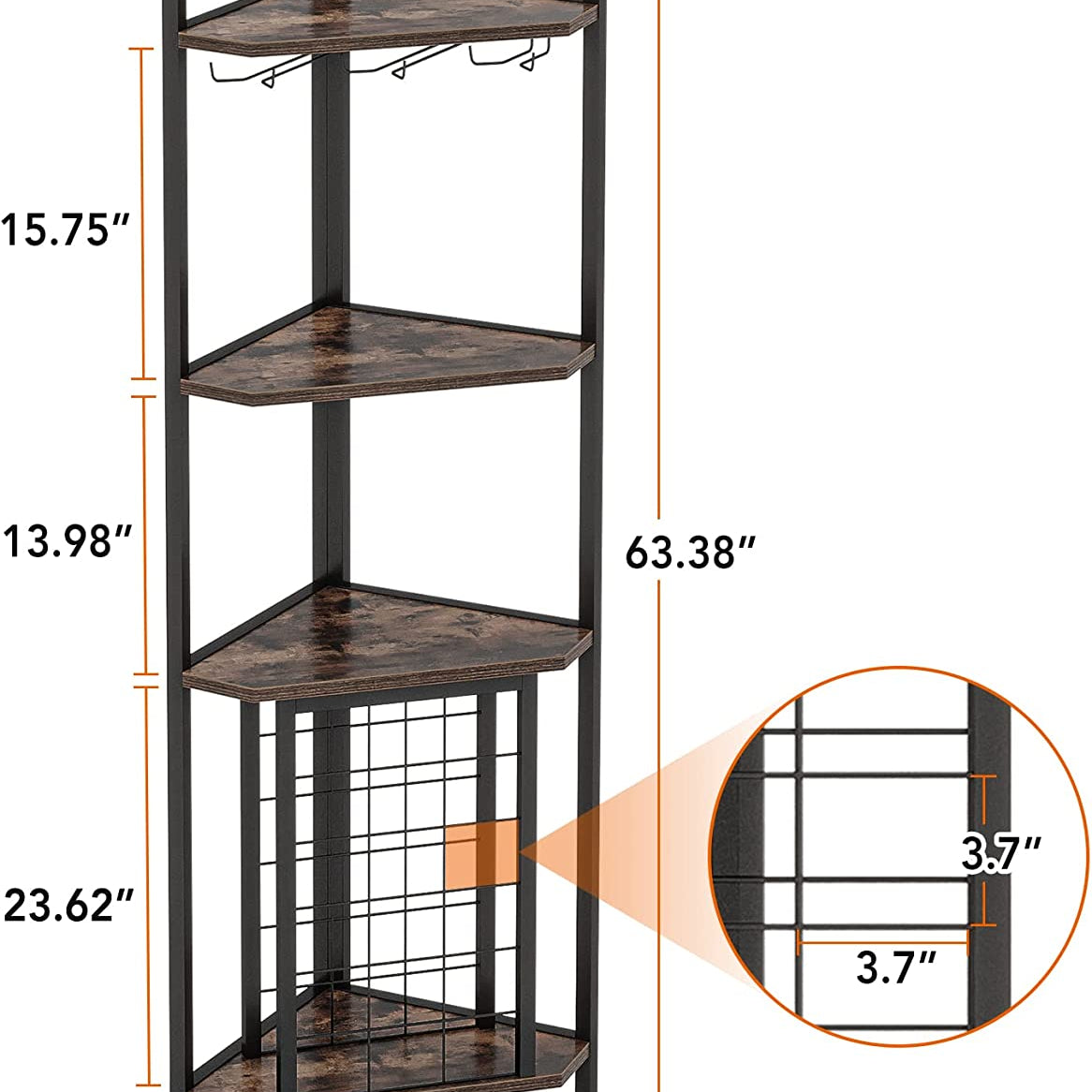 Wine Rack, 4 Tier Corner Shelf with Glass Holder, Tribesigns, 9