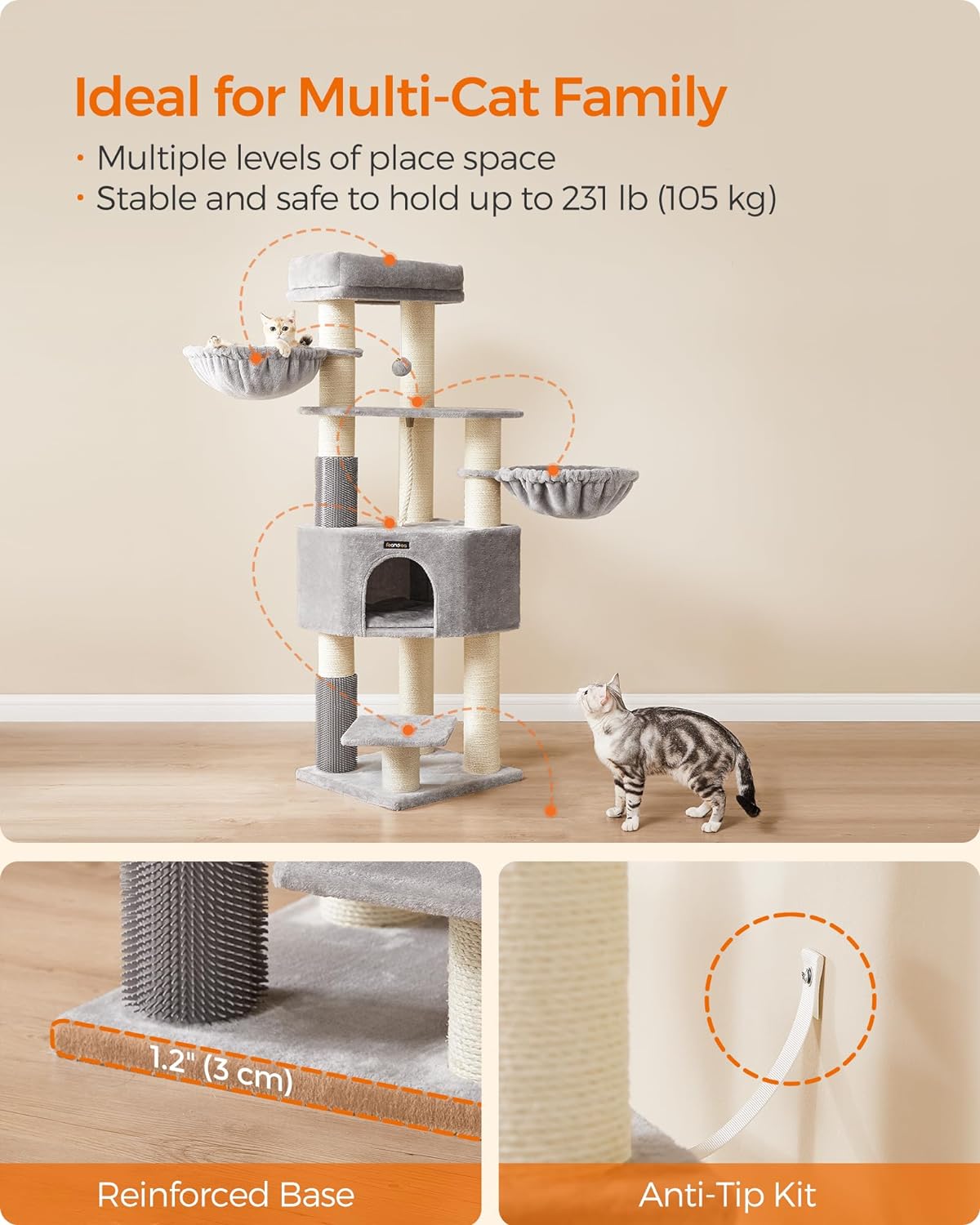 Cat Tree, Cat Tower for Indoor Cats, Cat Condo, Cat Bed Furniture, Kittens Activity Center, Cat Furniture, 6