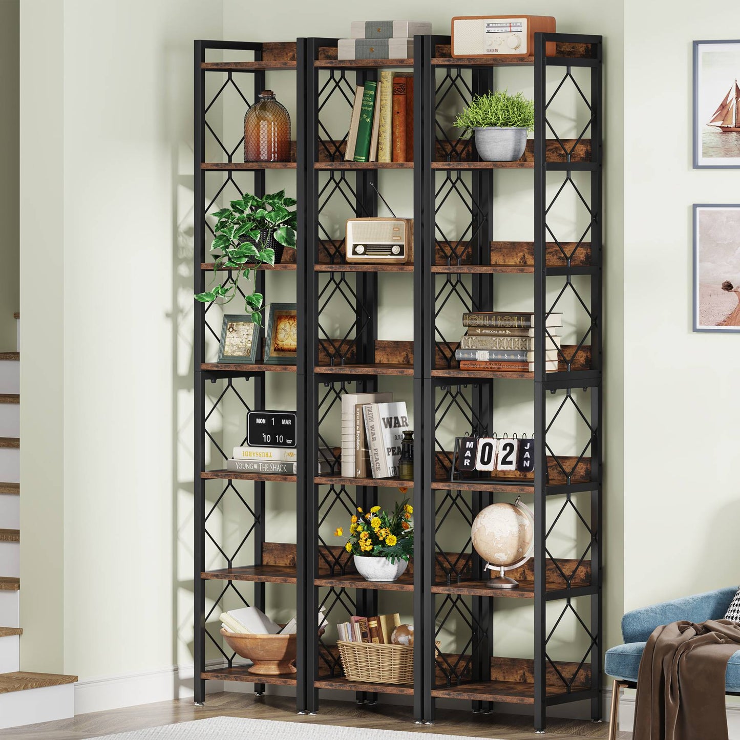Corner Shelf, 78.7" Narrow Bookshelf 7 Tier Corner Bookcase, Tribesigns, 10