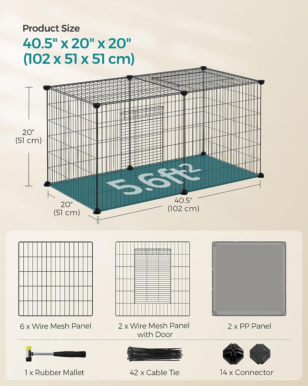 Guinea Pig Playpen, Indoor Rabbit Run Hutch Cage, Large Exercise Enclosure, 5
