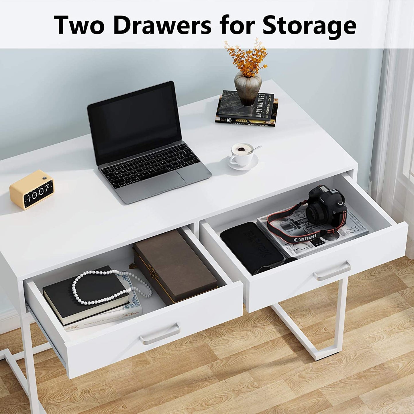 PC desk, work desk, with Drawers, study desk, computer desks uk, computer desk with drawers - Tribesigns 4