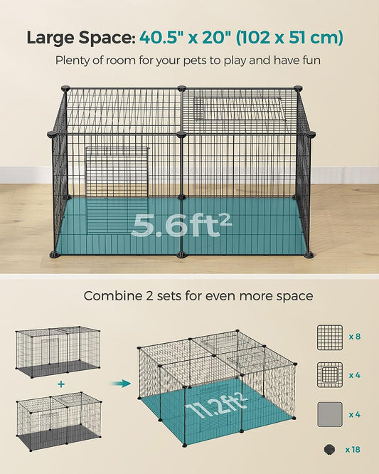 Guinea Pig Playpen, Indoor Rabbit Run Hutch Cage, Large Exercise Enclosure, 2