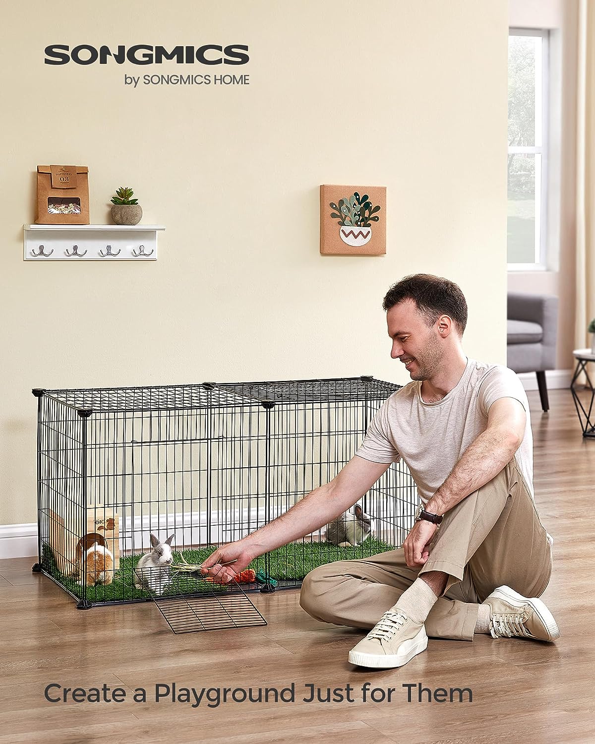 Guinea Pig Playpen, Indoor Rabbit Run Hutch Cage, Large Exercise Enclosure, 1