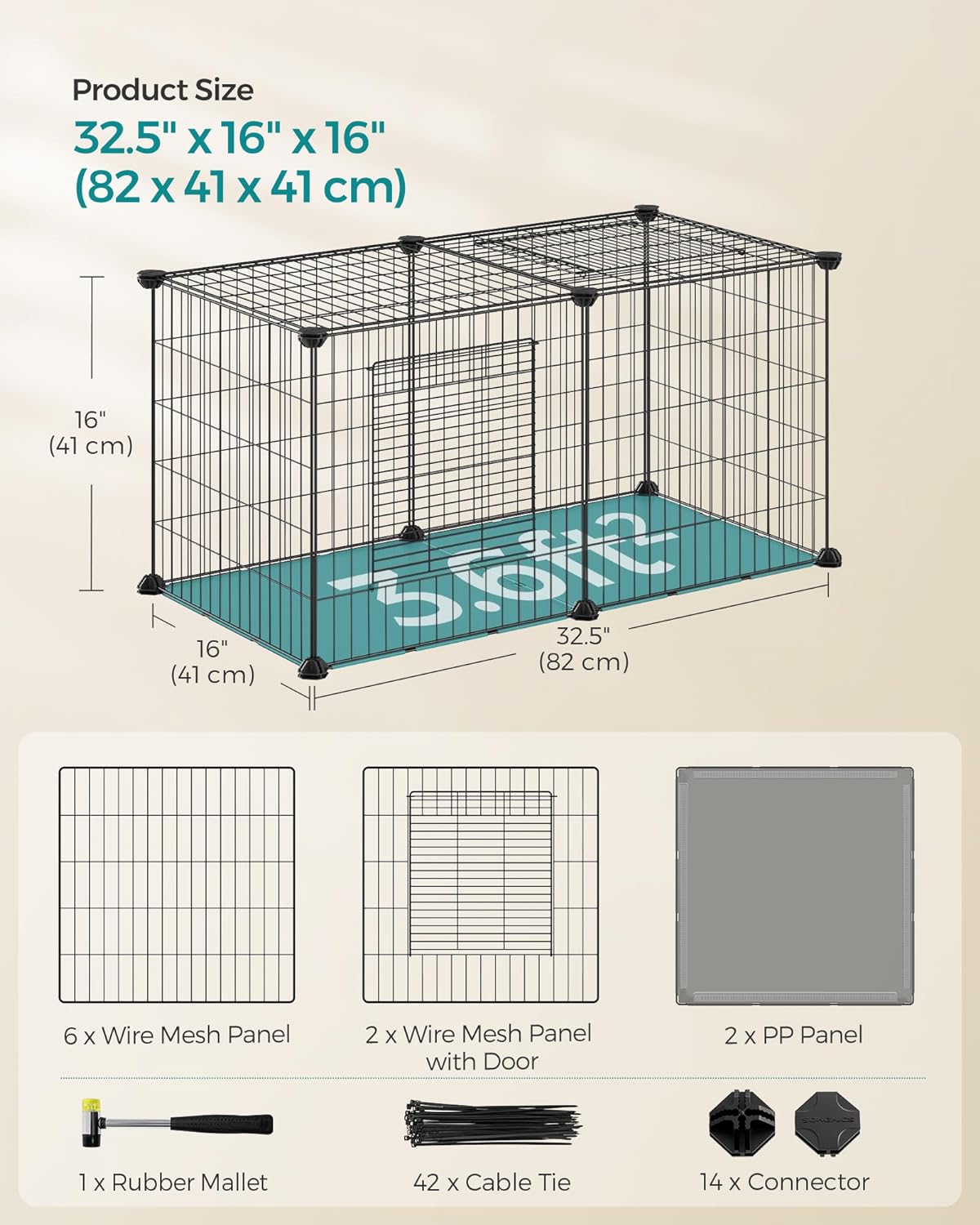 Guinea Pig Playpen, Indoor Rabbit Run Hutch Cage, Large Exercise Enclosure, 5
