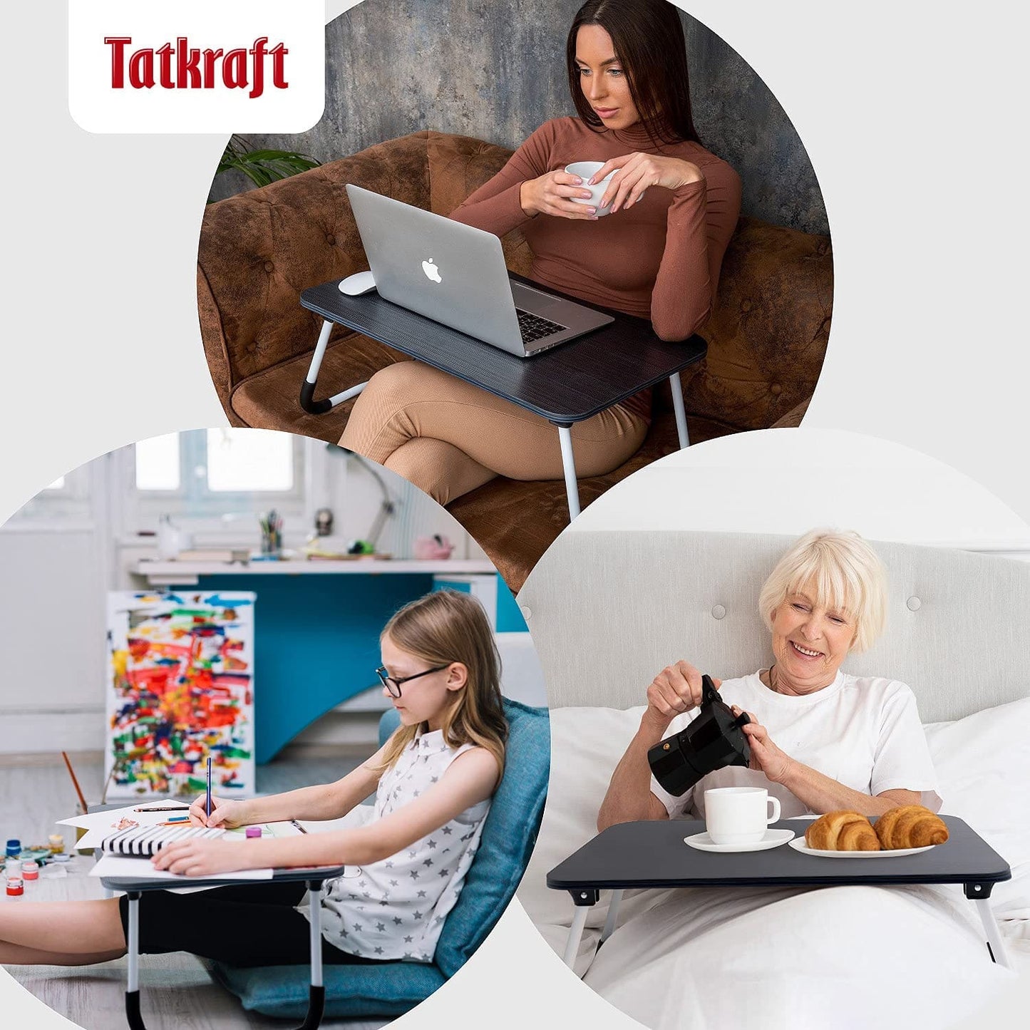Large Foldable Lap Desk, Dining Breakfast Bed Tray, Tatkraft Olaf