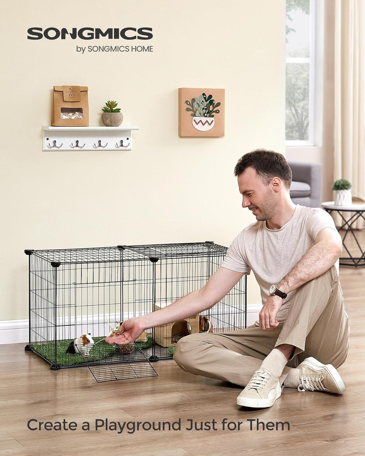Guinea Pig Playpen, Indoor Rabbit Run Hutch Cage, Large Exercise Enclosure, 1