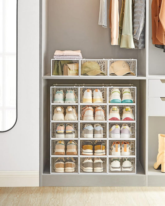 Clear Shoe Boxes, Set of 18 Shoe Storage Organsiers, Set of 18 Shoe Storage Organsiers, SONGMICS, 2