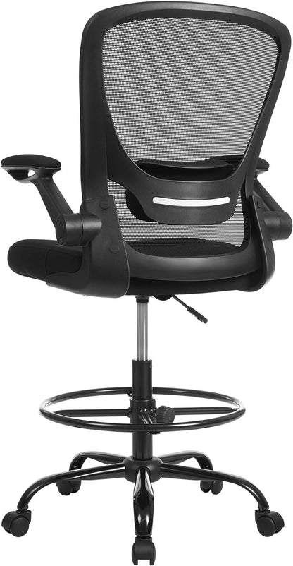 Office Chairs, Drafting Chair with Flip-up Armrests, Mesh Office Chair, Ergonomic Chair with Height Adjustable, SONGMICS, 8
