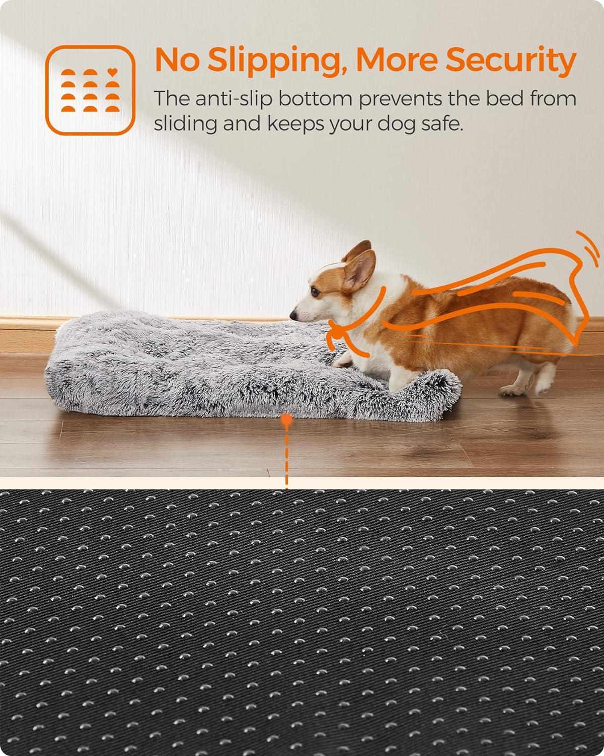 Dog Bed, Linen-Look Pet Bed, Dog Sofa Bed with Raised Edges, for Medium Dogs, Dog Bed Mats, Dog Furniture, 4