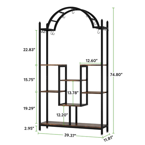 Plant Stand, 74.8" Arched Flower Stands with Hanging Hooks, Tribesigns, 9