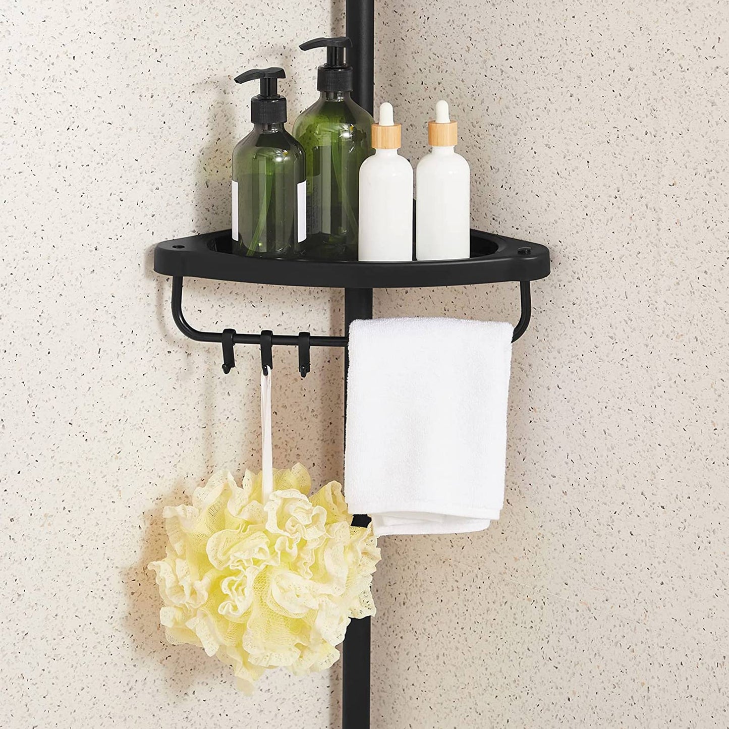 85-305 cm 4 Tier Adjustable Bathroom Corner Shelf Shower Rack Caddy Shelves Telescopic Organiser, SONGMICS, 7