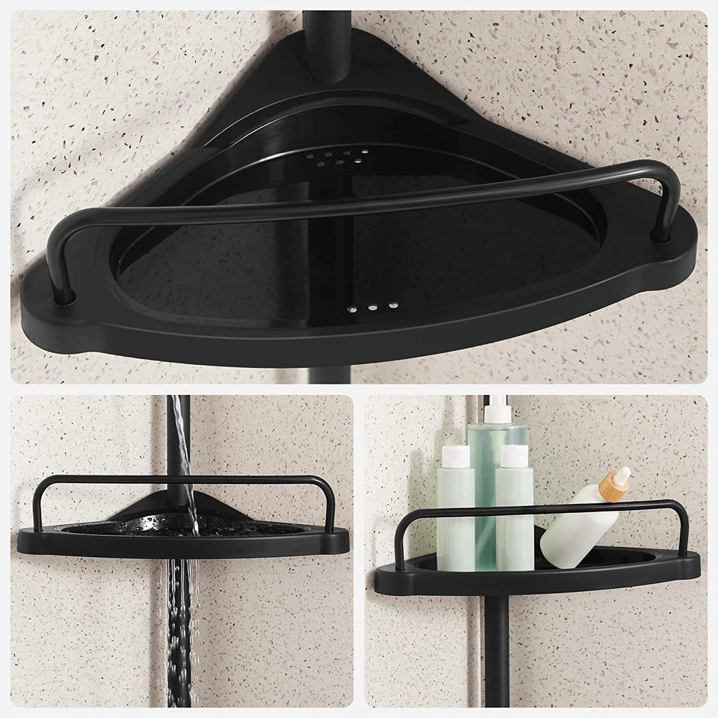 85-305 cm 4 Tier Adjustable Bathroom Corner Shelf Shower Rack Caddy Shelves Telescopic Organiser, SONGMICS, 8