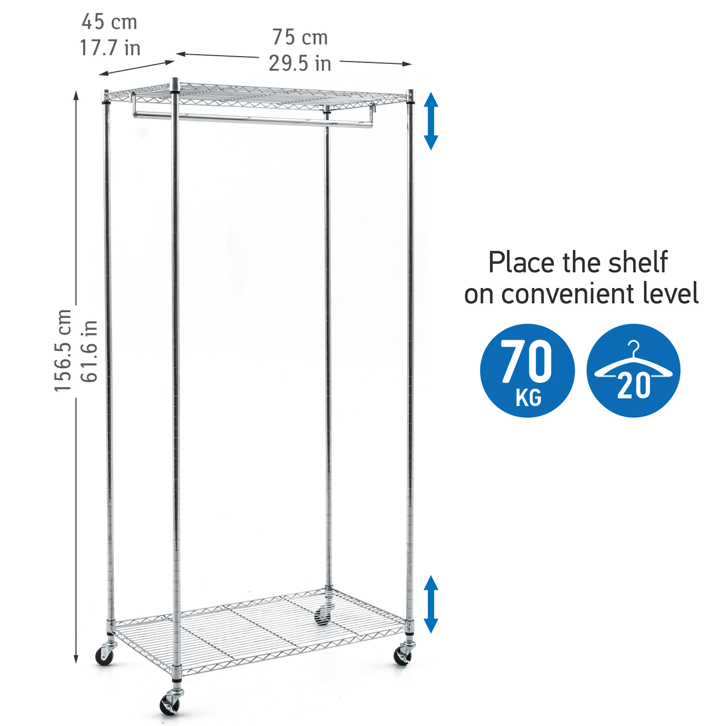 wardrobe, wardrobe on wheels, wardrobe on wheels with cover, heavy duty clothes rail, Holds up to 154 Lbs