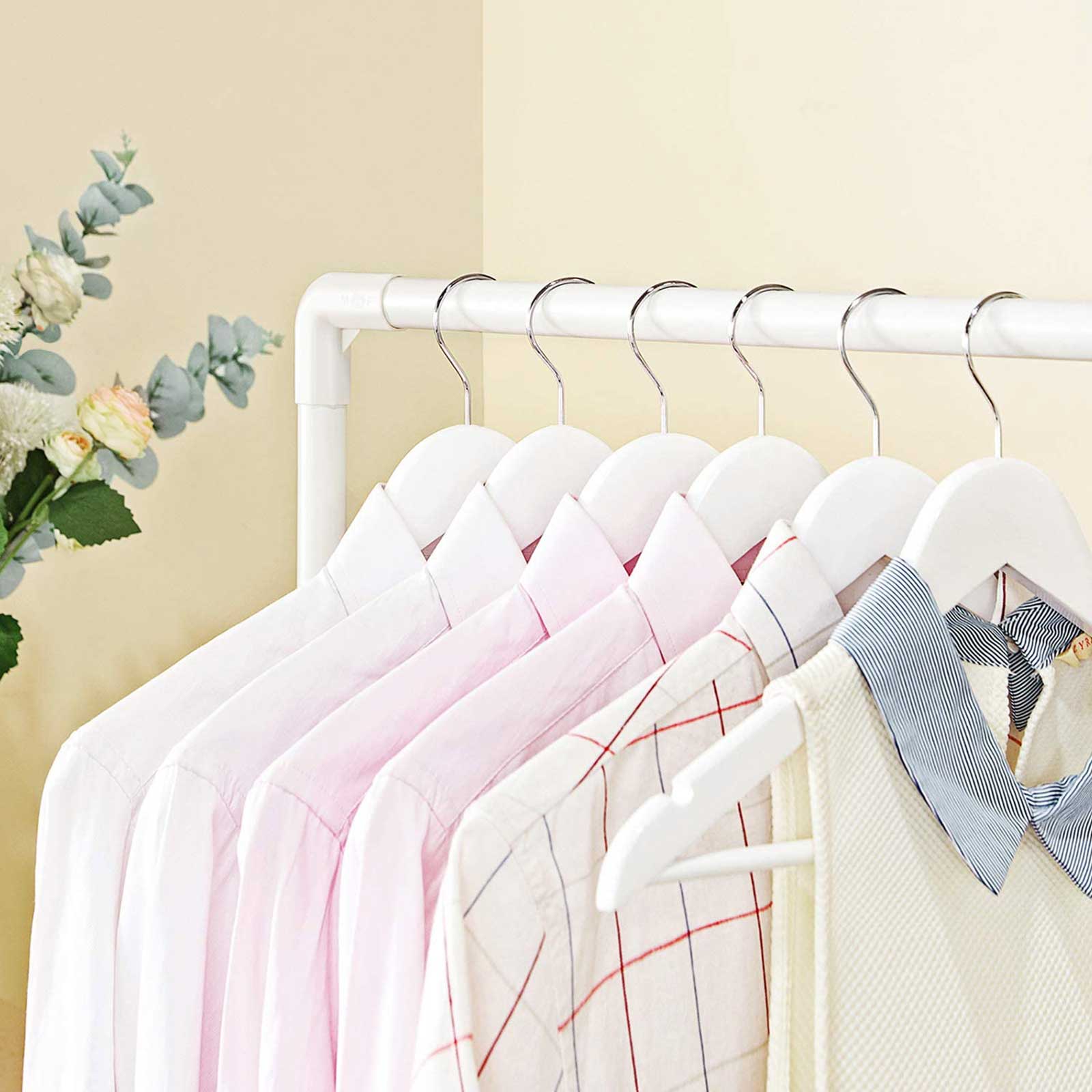 Clothes Rack, Metal Stand with 2 Hanging Rails and Storage Shelf, Max. Load 55 kg, Easy Assembly, White, SONGMICS, 4