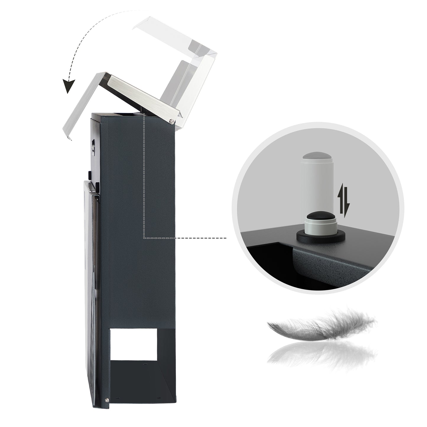 Modern Mailbox, Wall-Mounted Post Letter Box with Newspaper Holder, Stainless Steel, with Lock and Keys, SONGMICS, 8