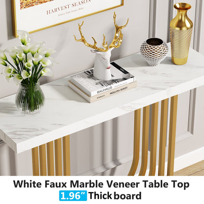 Console Table, 39" Faux Marble Entryway Sofa Table with U-Shaped Base, Tribesigns, 7