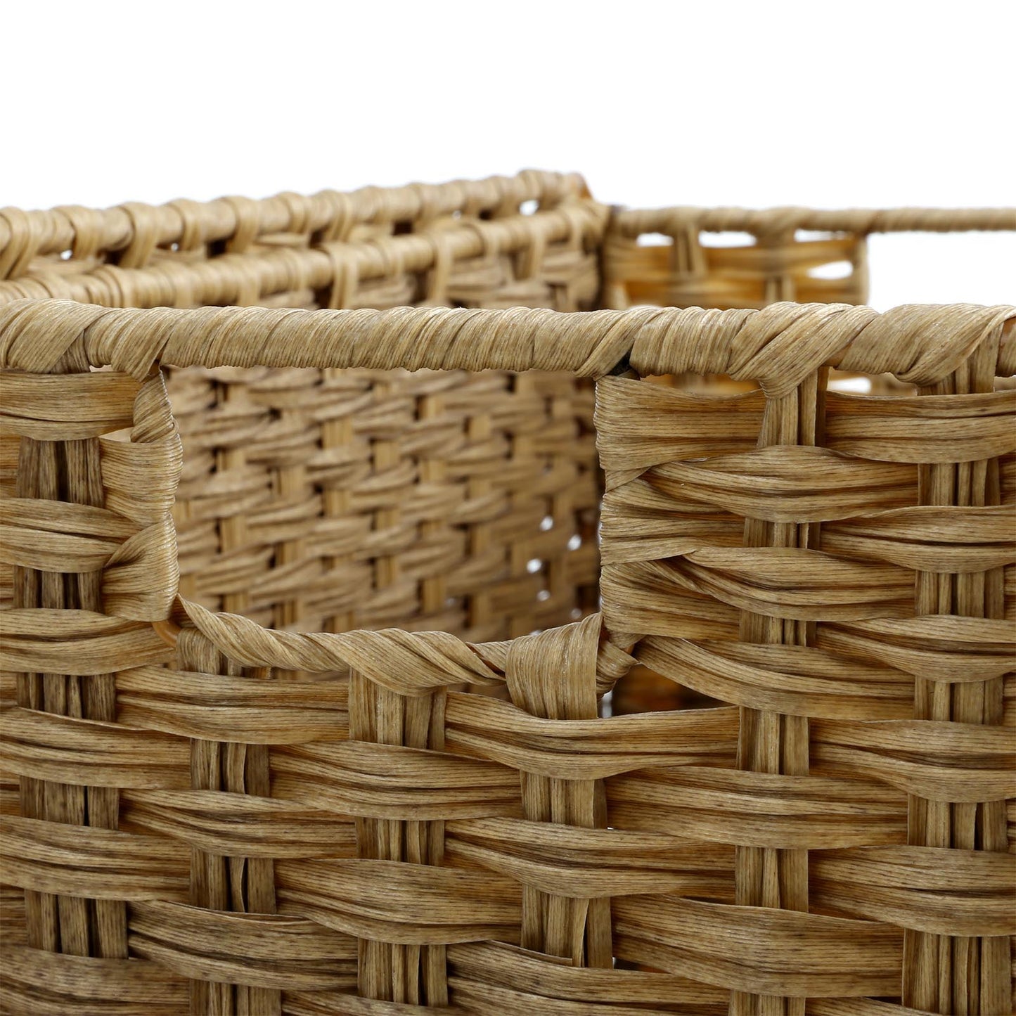 Handwoven Laundry Basket, 90L Synthetic Rattan Wicker Clothes Hamper with Lid and Handles, Foldable, Removable Liner Bag, 5