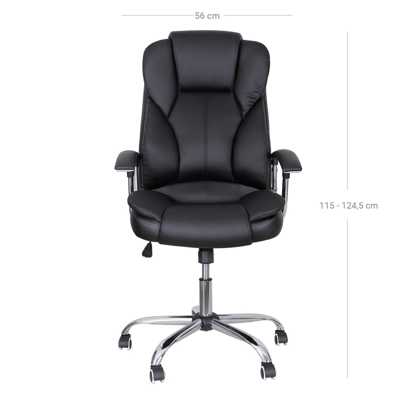 Home office chair - black office chair, H115-124.5 cm. Computer Chair, PU, Black - SONGMICS,