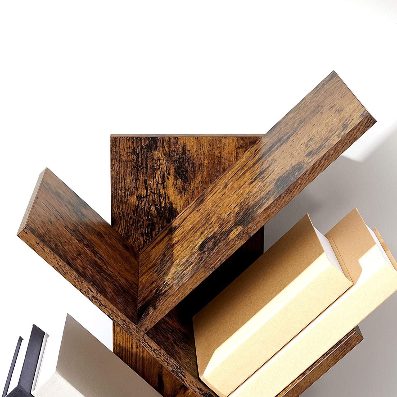 Tree Bookshelf, 8-Tier Floor Standing Bookcase, Wooden Shelves, Corner Bookshelf Tree, Narrow Bookshelves 4