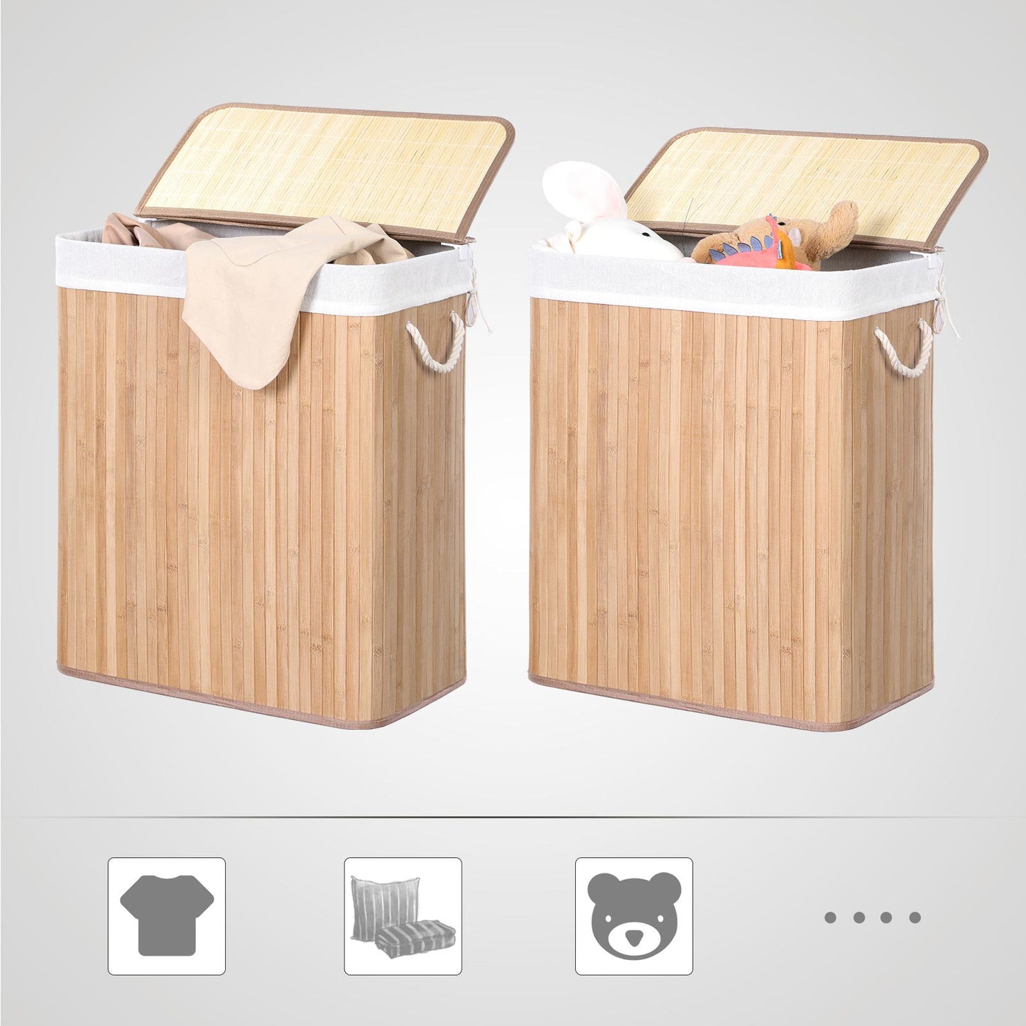 Laundry Basket with Lid, Laundry Hamper with Removable Liner Bag, Clothes Hamper, Foldable, 100L, SONGMICS, 5