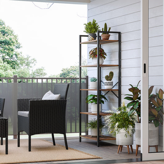 Storage Rack, 5-Tier, Bookshelf with Steel Frame, for Living Room, Office, Study, Hallway, Industrial Style, Rustic Brown and Black, VASAGLE, 3