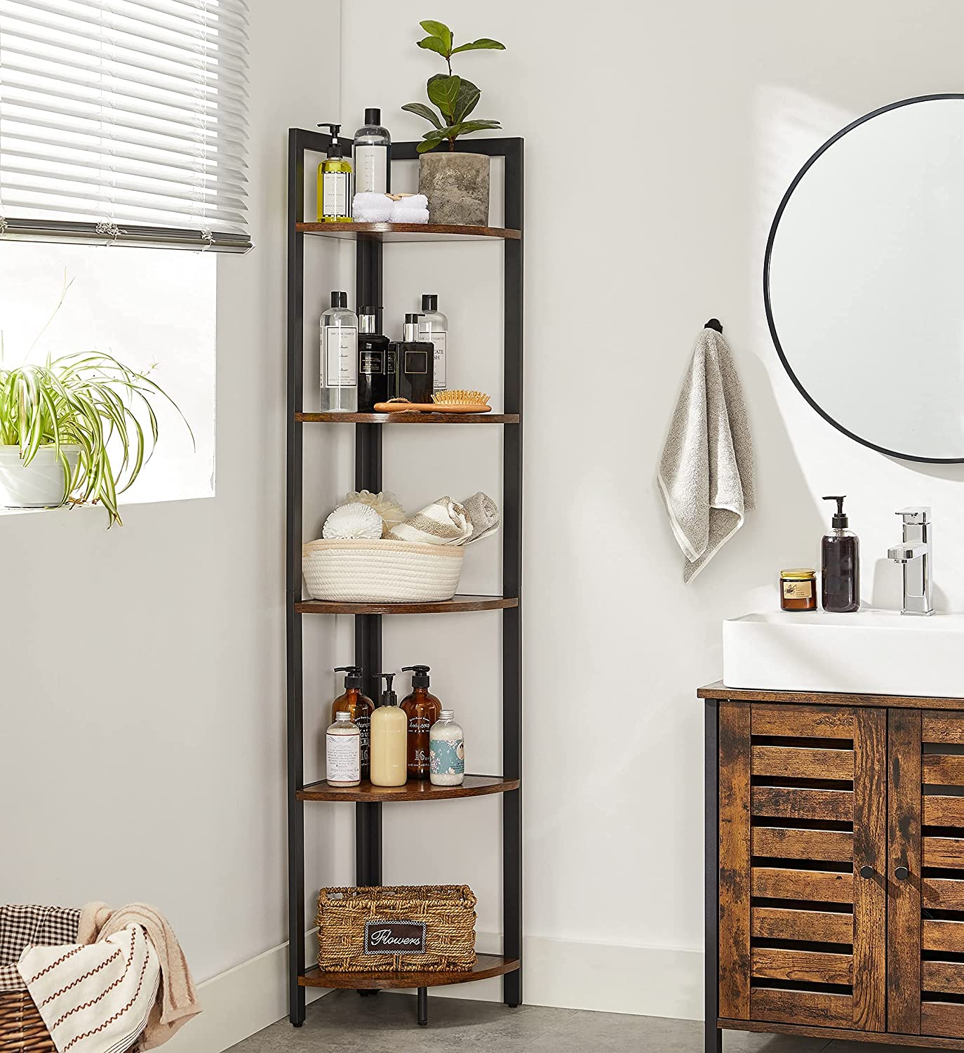 Corner Shelf, Storage Shelf, Plant Stand, Tree Bookshelf, Floor Standing Bookcase, Narrow Shelves 1