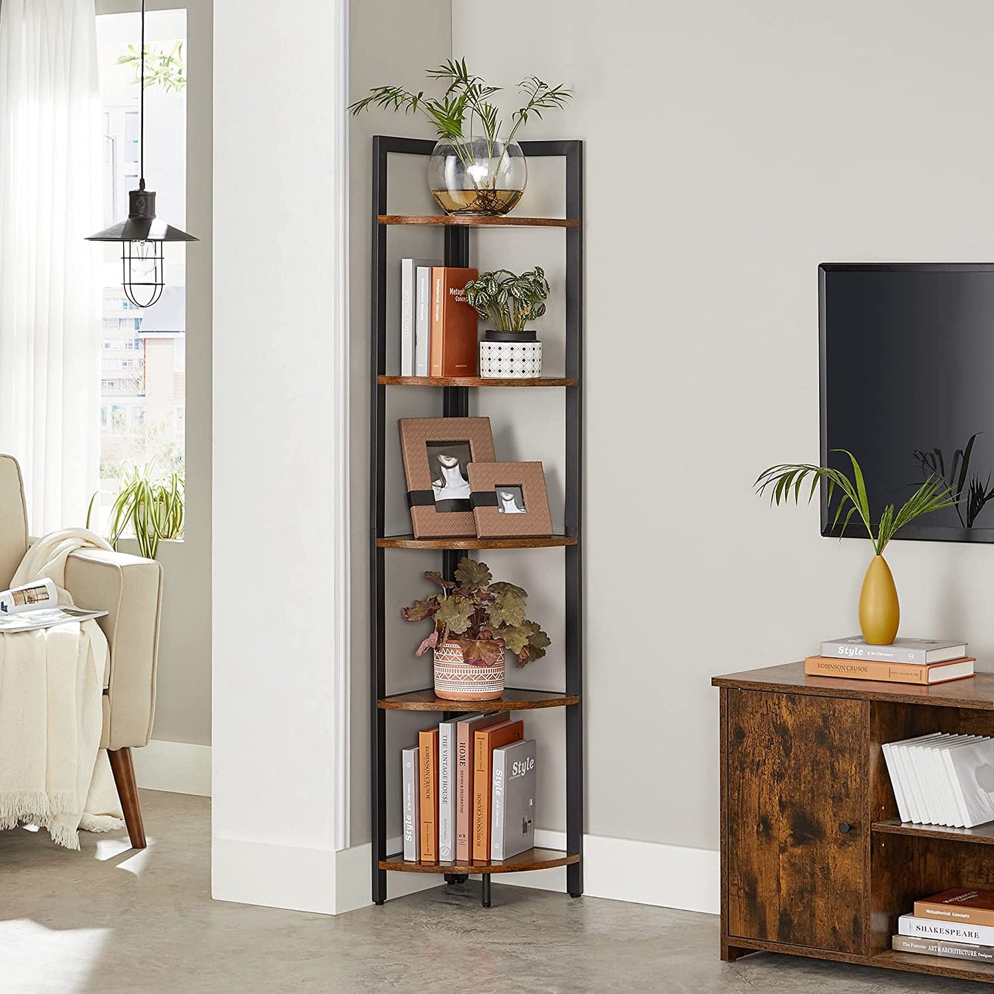 Corner Shelf, Storage Shelf, Plant Stand, Tree Bookshelf, Floor Standing Bookcase, Narrow Shelves 2