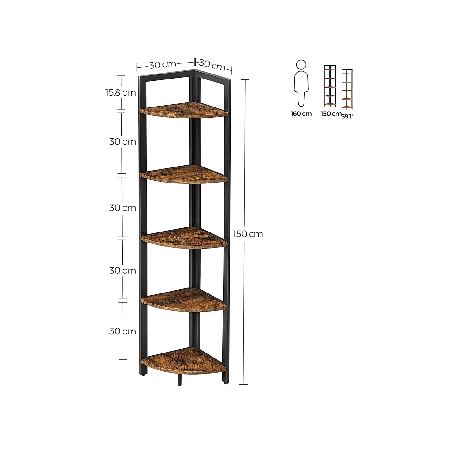 Corner Shelf, Storage Shelf, Plant Stand, Tree Bookshelf, Floor Standing Bookcase, Narrow Shelves 3