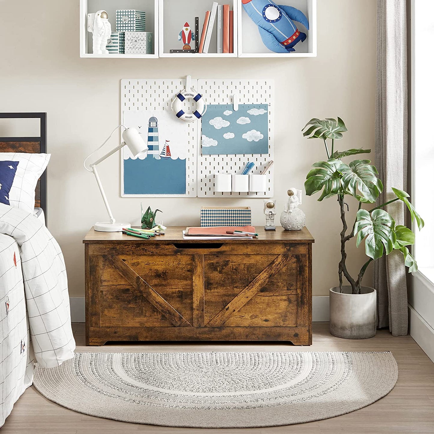 Storage Cabinet, Toy Chest, Shoe Bench, Seat Chest, Storage Box, Bench with Storage Space, Country House Style, VASAGLE, 7