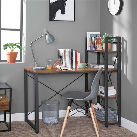 VASAGLE - Computer Desk, 120 cm Writing Desk with Storage Shelves on Left or Right, Stable, Easy Assembly, for Home Office