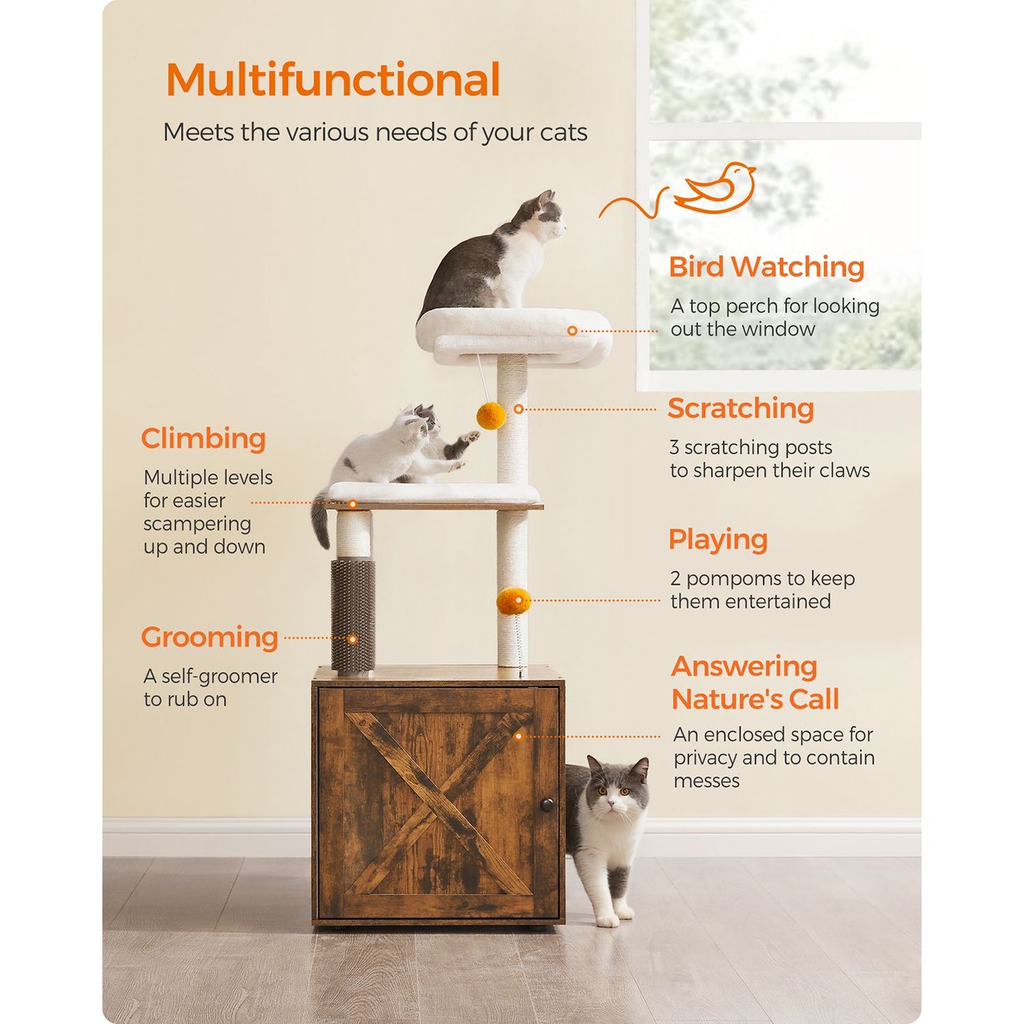 Cat Tree, Cat Tower for Indoor Cats, Cat Condo, Cat Bed Furniture, Kittens Activity Center, Cat Furniture, 3