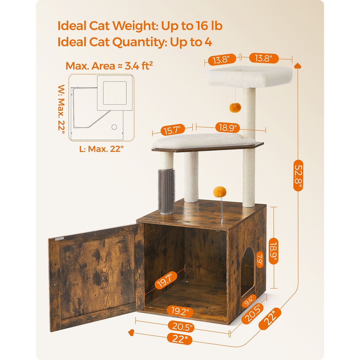 Cat Tree, Cat Tower for Indoor Cats, Cat Condo, Cat Bed Furniture, Kittens Activity Center, Cat Furniture, 5