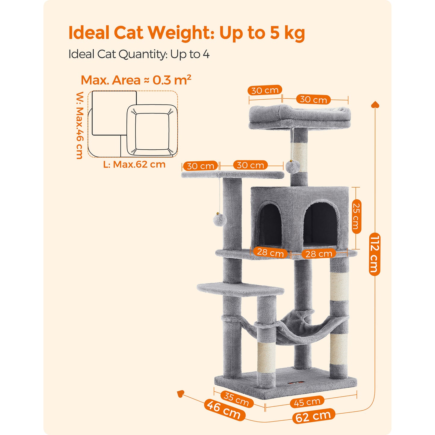 Cat Tree, Cat Tower for Indoor Cats, Cat Condo, Cat Bed Furniture, Kittens Activity Center, Cat Furniture, 6