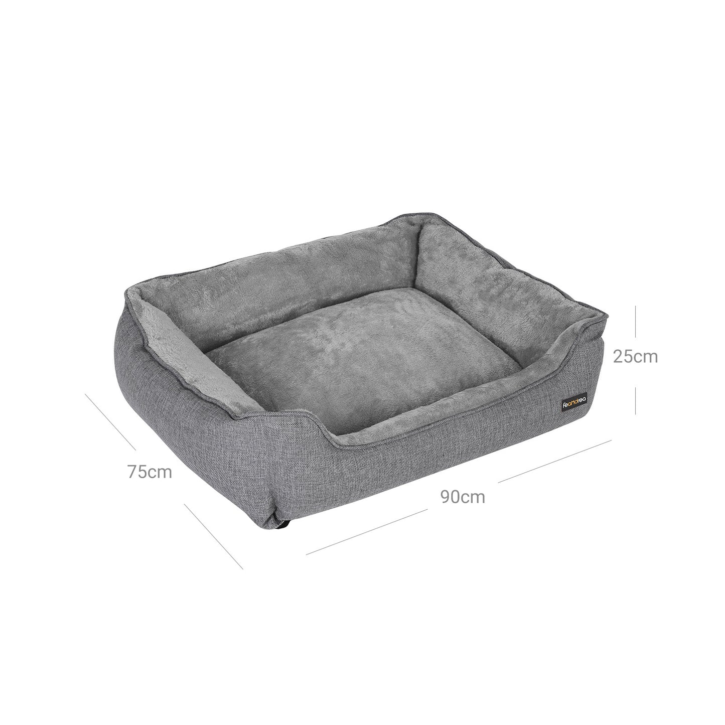 Dog Bed, Linen-Look Pet Bed, Dog Sofa Bed with Raised Edges, for Medium Dogs, Dog Bed Mats, Dog Furniture, 5