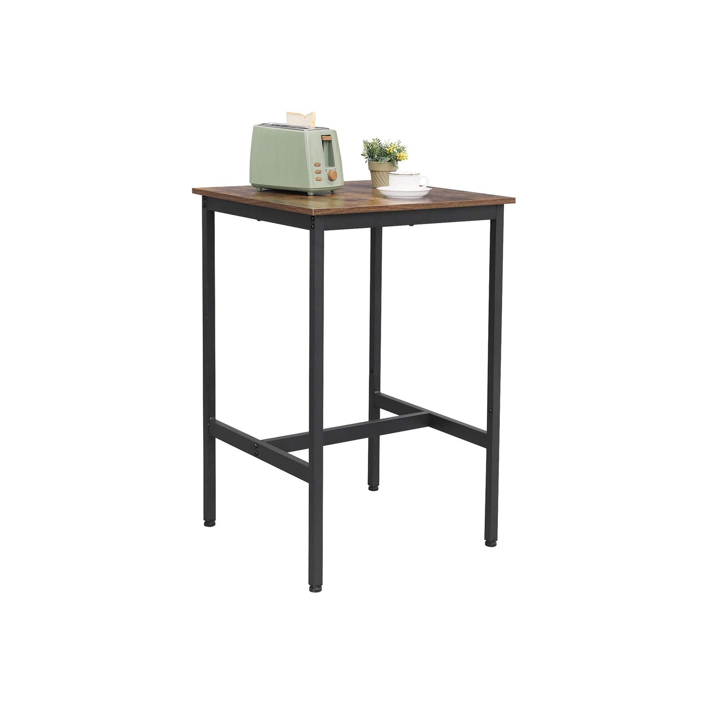 Bar Table, Square Tall Table, Heavy-Duty Steel Frame, 60 x 60 x 90 cm, Easy Assembly, for Living Room Kitchen