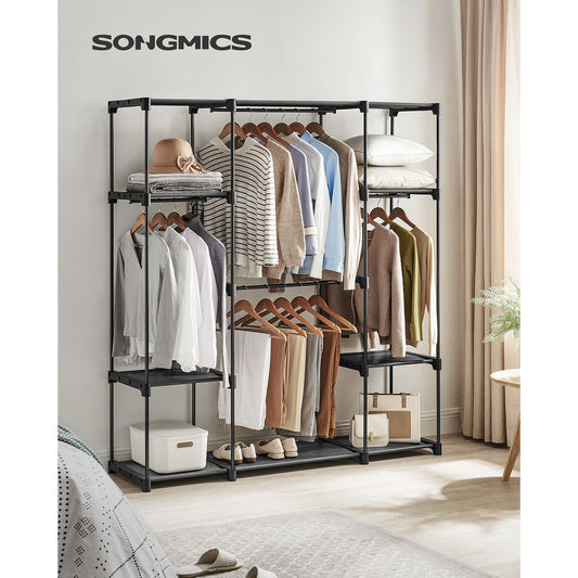 59.5-Inch Clothes Rack, Clothing Rack for Hanging Clothes, Large Portable Closet, Wardrobe with 4 Hanging Rods
