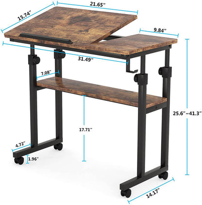 Laptop Table, Portable, Laptop Bed Table, Laptop Side Table, Adjustable Laptop Table, Over Bed Table on Wheels, Tribesigns, 9
