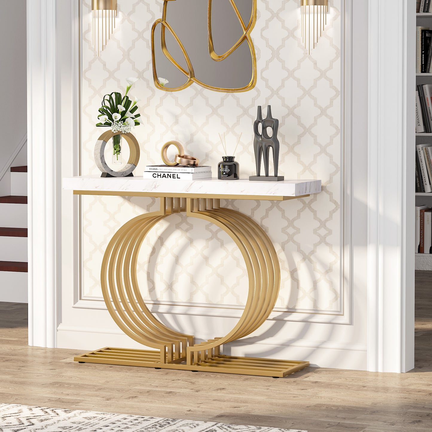 Console Table, 40 inch Entryway Sofa Table with Gold Base Tribesigns
