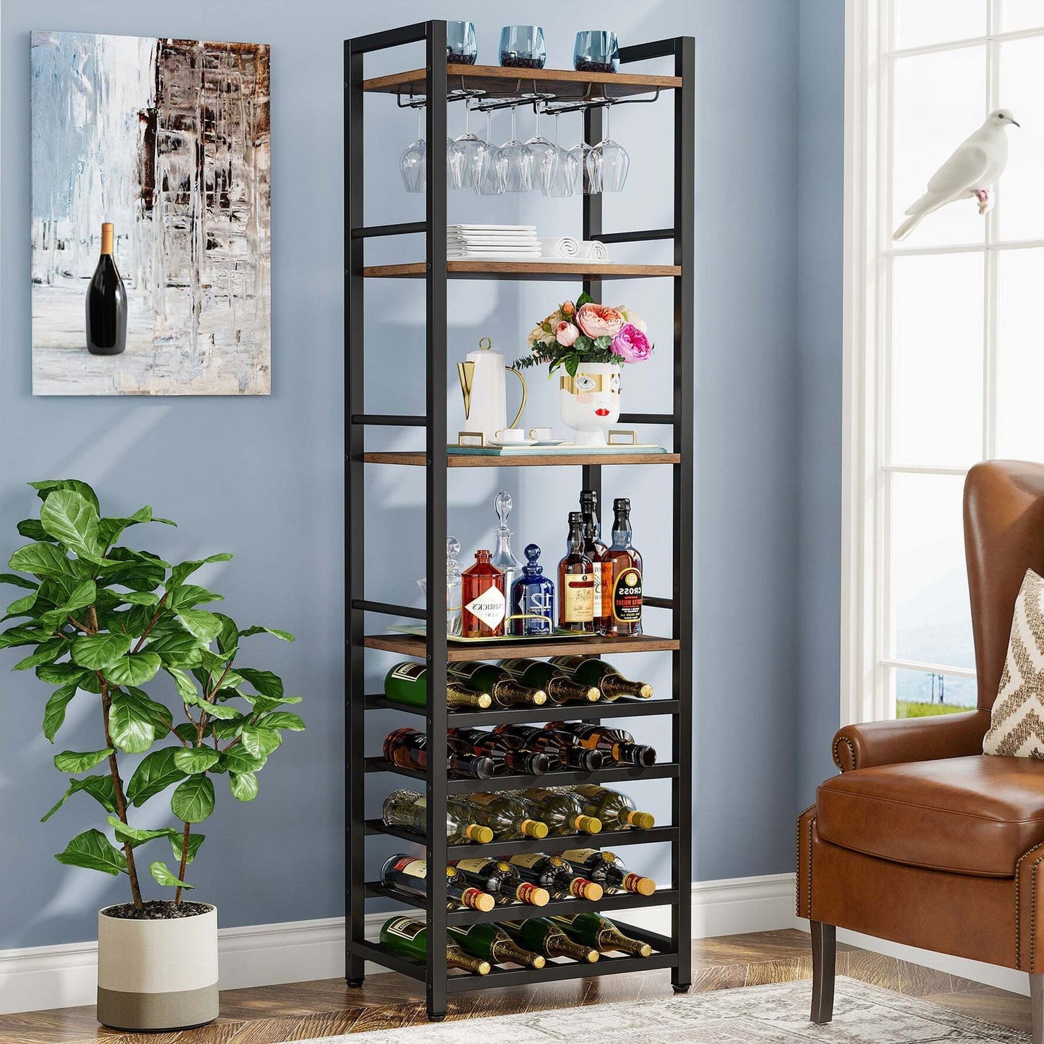 Tall Wine Rack, Wine Rack ideas, Kitchen Wine Rack, Slim Wine Rack, Narrow Wine Rack, Free Standing Wine Rack, Tribesigns