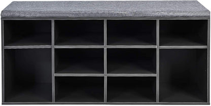 Large Shoe bench / Open Storage Bench-Grey, Costway, 4