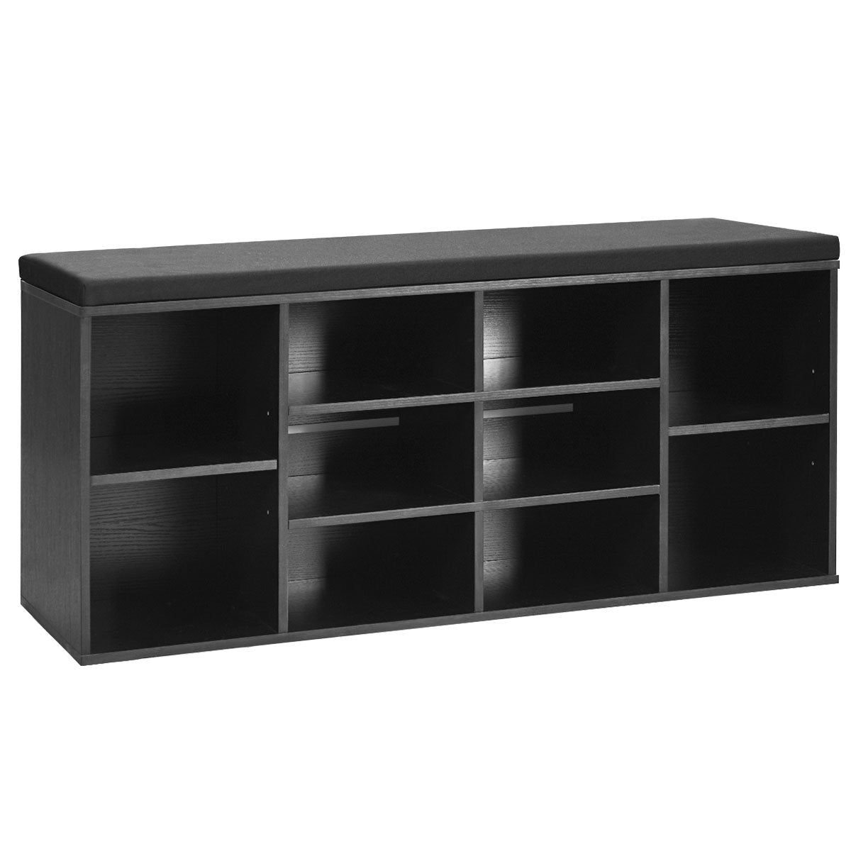 10-Cube Storage Bench Cabinet with Adjustable Shelves-Black, Costway, 7