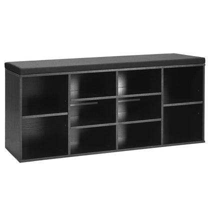 10-Cube Storage Bench Cabinet with Adjustable Shelves-Black, Costway, 7