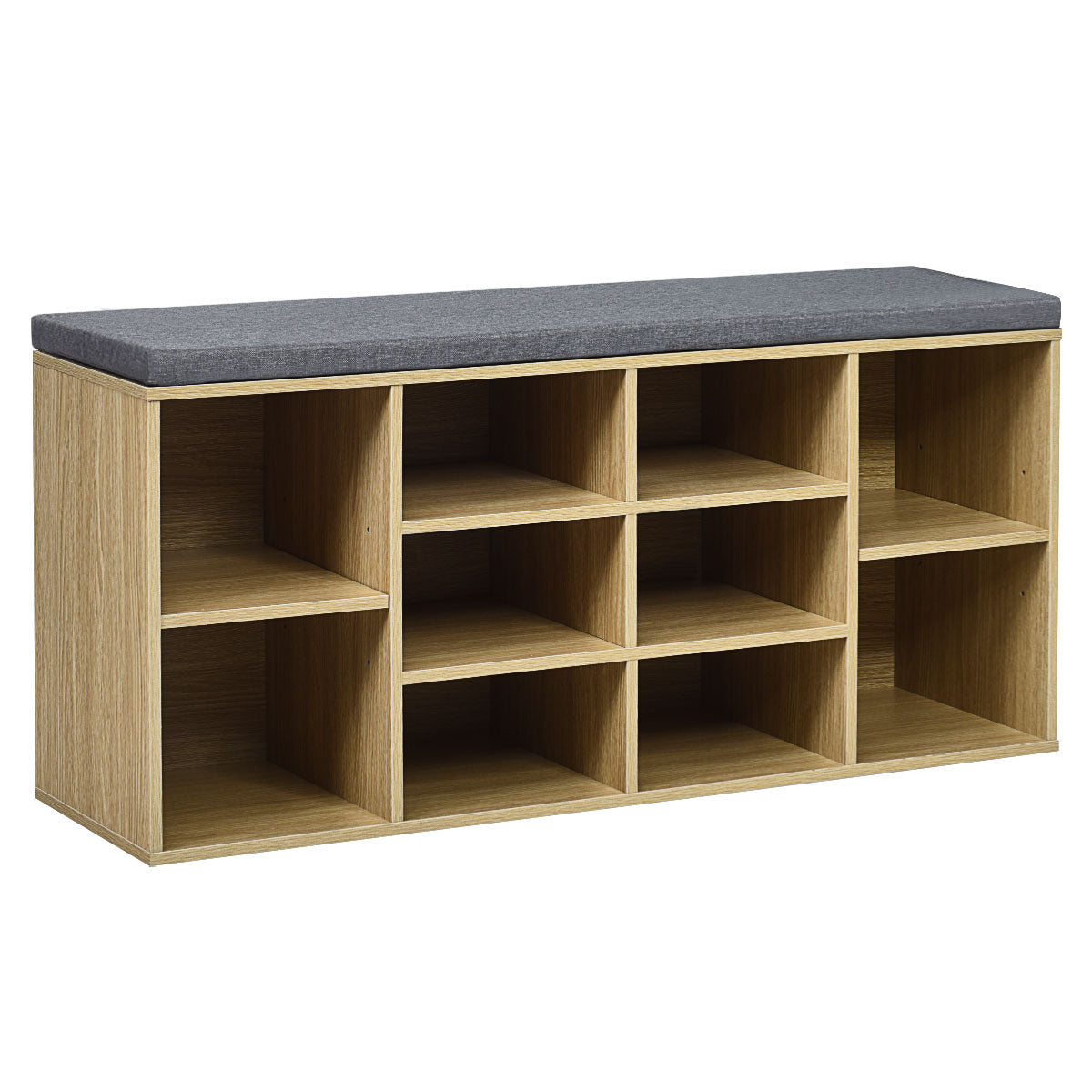 10-Cube Storage Bench Cabinet with Adjustable Shelves-Natural, Costway, 1