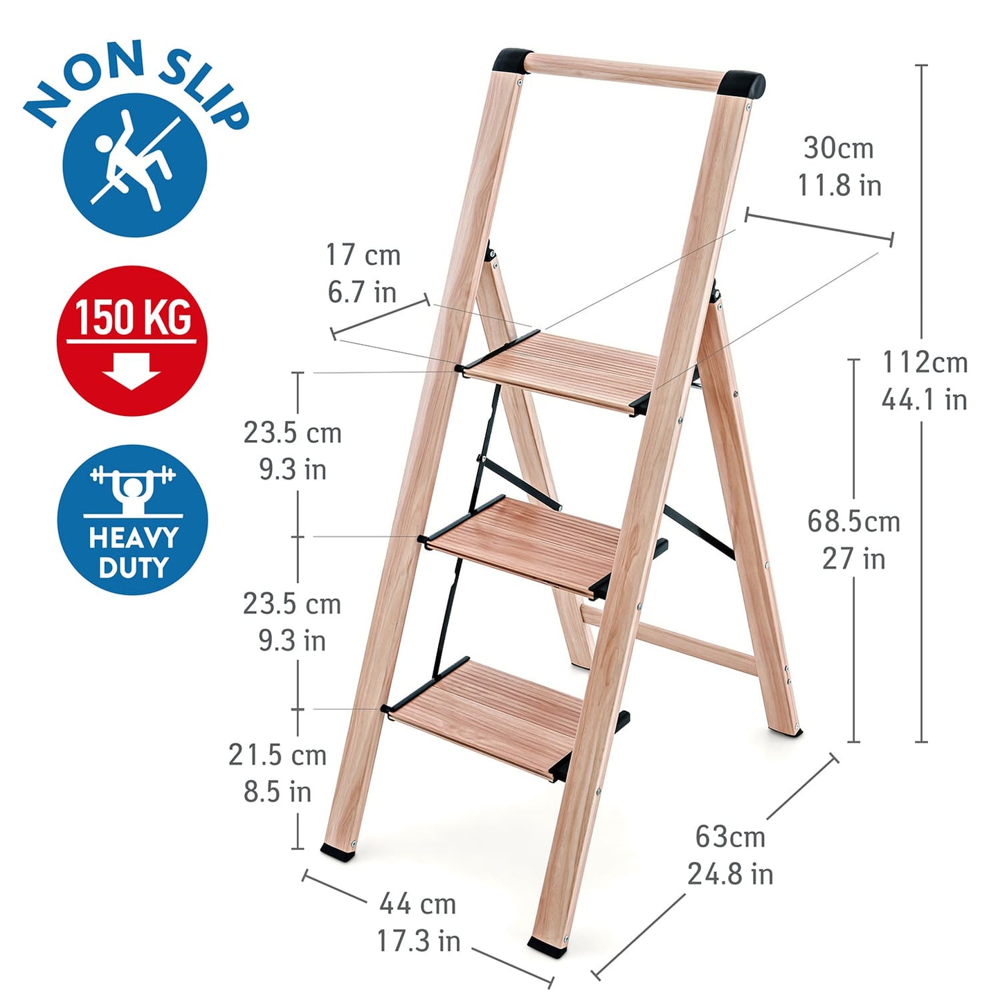 Step Ladder, 3 Step Ladder, Folding Step Ladder, Kitchen Step Ladder, Lightweight Step Ladder, Tatkraft Up New, 2