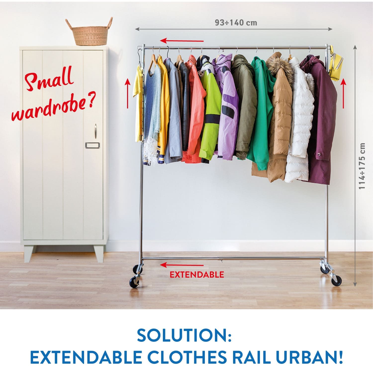 Clothes Rail, Clothes Rack, Clothing Rail, Extendable Clothes Rail, Tatkraft Urban