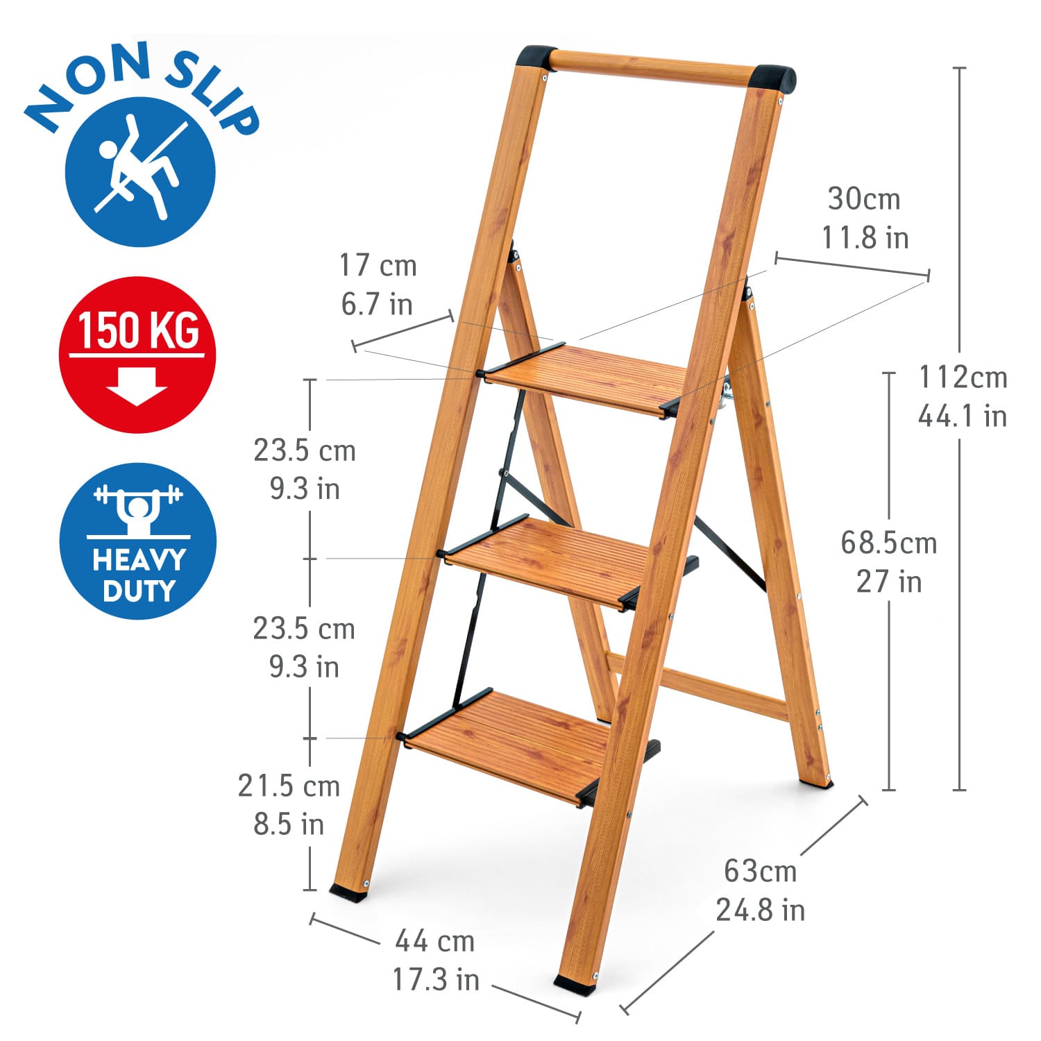 Step Ladder, 3 Step Ladder, Folding Step Ladder, Kitchen Step Ladder, Lightweight Step Ladder, Wide Steps, Tatkraft Up, 2