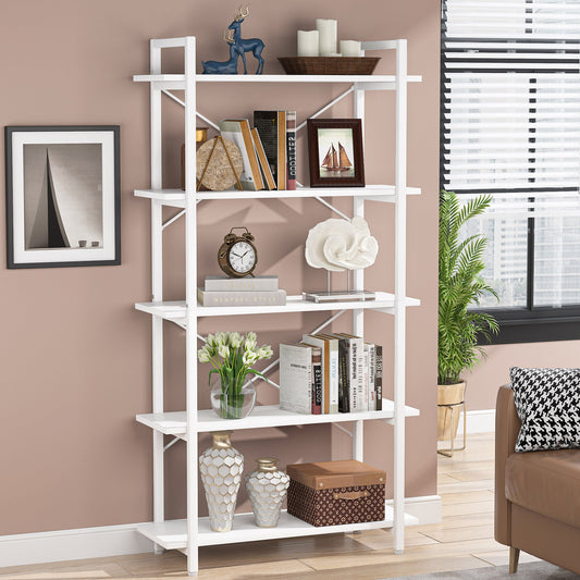 5-Tier Bookshelf, Vintage Industrial Style Bookcase, Shelving Unit, Bookcase, Living Room Bookcase, 1